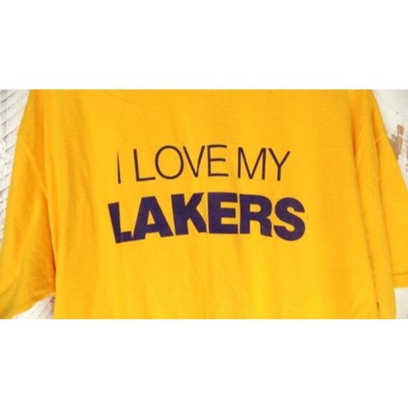 Yellow I love my Lakers basketball cotton tshirt - Picture 4 of 6